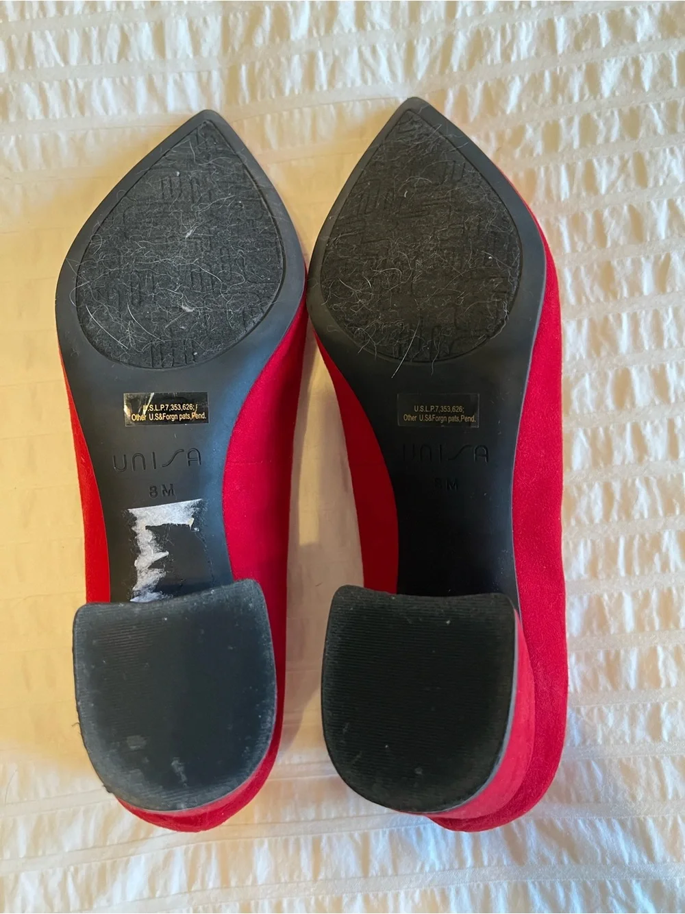 Unisa Red Pointed Block Heel Pumps